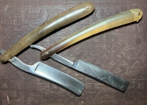 RARE Lot of 2 Vintage straight razors by HENRY SEARS & SONS and R.J. ROBERTS 
