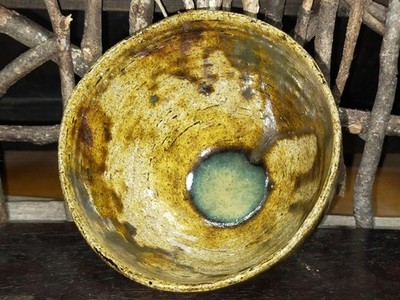 Antike Mino Ware gelb Seto Teeschale unbeschriftet Japan Keramik