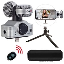 ZOOM IQ7 Mid-Side Stereo Mic For iOS Devices w/ Lightning Connector Ring Light
