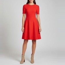 Alexander McQueen Red Jacquard Knit Flared Dress S
