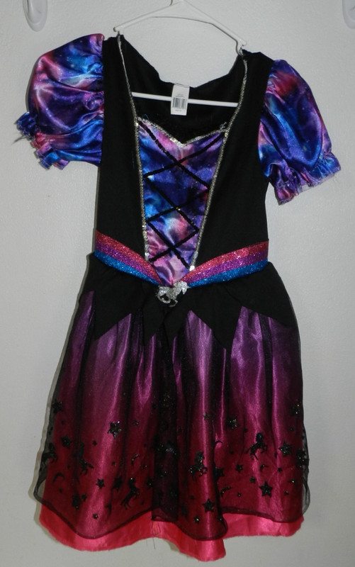 Halloween Kids dress M 8-10 Girls Black Stardust Metallic Horses CLEAN