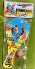 Vintage 1987 Imperial Toy SUPERMAN PADDLE BALL Sealed Awesome grocery store toy!