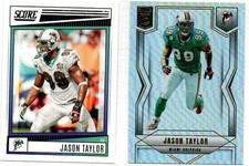 JASON TAYLOR 2 DIFFERENT FOOTBALL CARD LOT  MIAMI DOLPHINS HOF A191