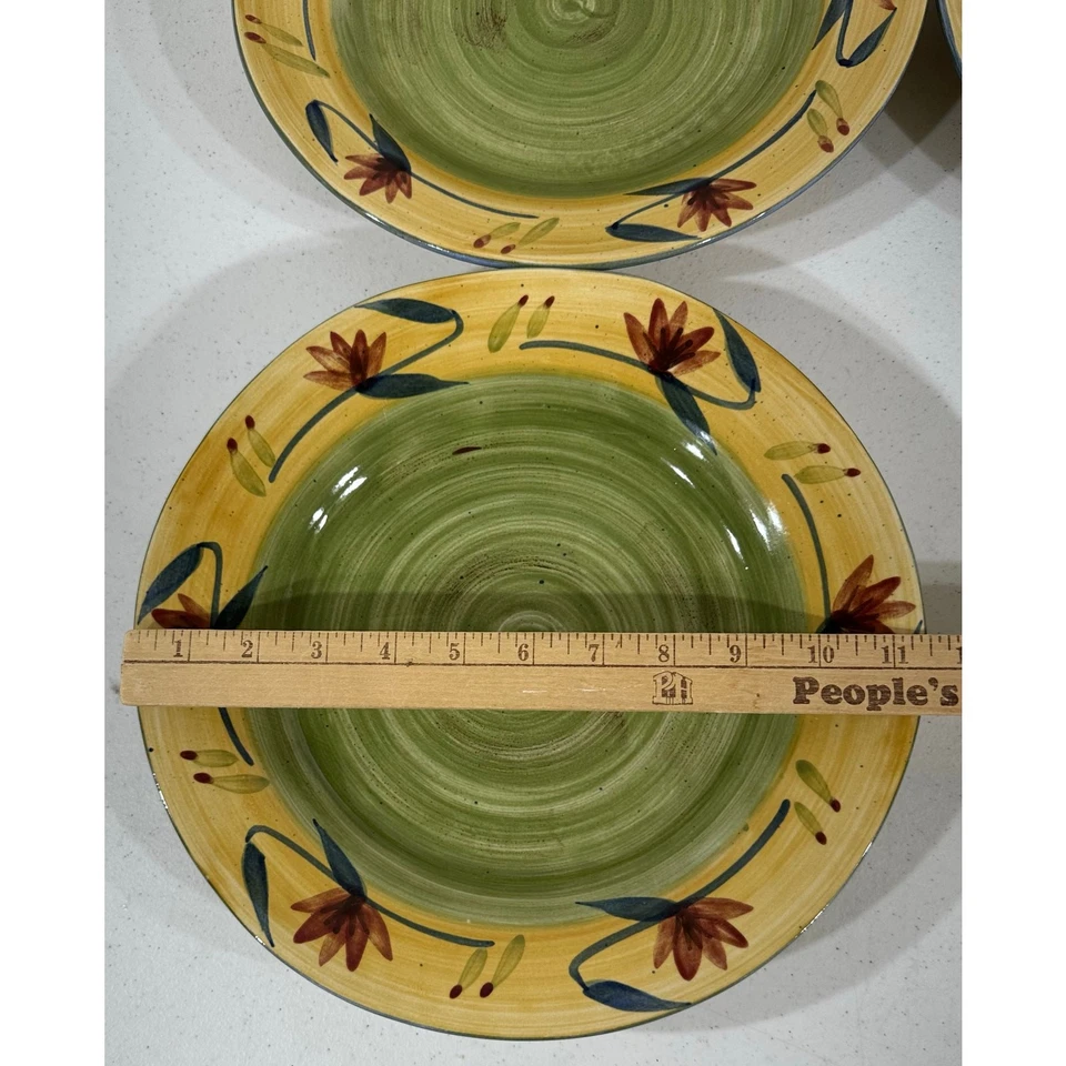 Juego de 4 platos de cena florales Pier 1 Elizabeth de gres pintado a mano de 11,5" Foto 3 de 4