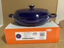 Le Creuset Olive Branch Collection Signature Iron Braiser 3.5 qt Indigo Blue NEW