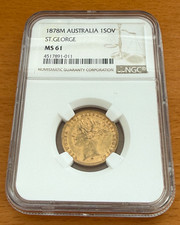 Australia 1878M Gold 1 Sovereign NGC MS61 St. George Victoria