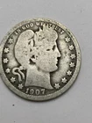 1907 O Barber Silver Quarter