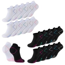 Image of Ladies 10 Pack Trainer Liner Socks Sports Gym Running Cushioned Socks Size 4-8