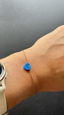 14 K Gold Bracelet with a blue opal heart 