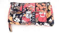 Vera Bradley Wristlet Clutch Wallet Purse 9"x5" Turn Lock Front Zip 2 Comptmts