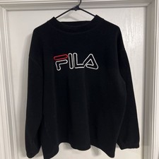 Vintage Black Fila pullover fleece sweater 90s ...
