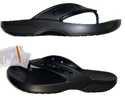 Size 10/12- Crocs bays ll black unisex flip flops sandals NWT
