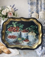 Vintage Metal Tray Painting by Galley from Stephanie Hoppen Berries Cherry Bowl