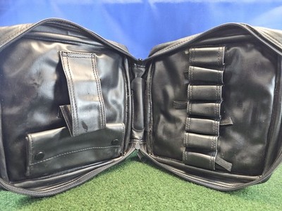 Black Leather Zippered 7-pipe Plus Accessories Travel Bag/Case