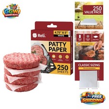 250 Pack 4.75" x 5" Hamburger Patty Paper - Non-Stick Wax Sheets for Meats