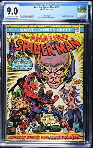 Amazing Spider-Man #138 CGC 9.0 Marvel 1974 / Origin & 1st Appearance Mindworm