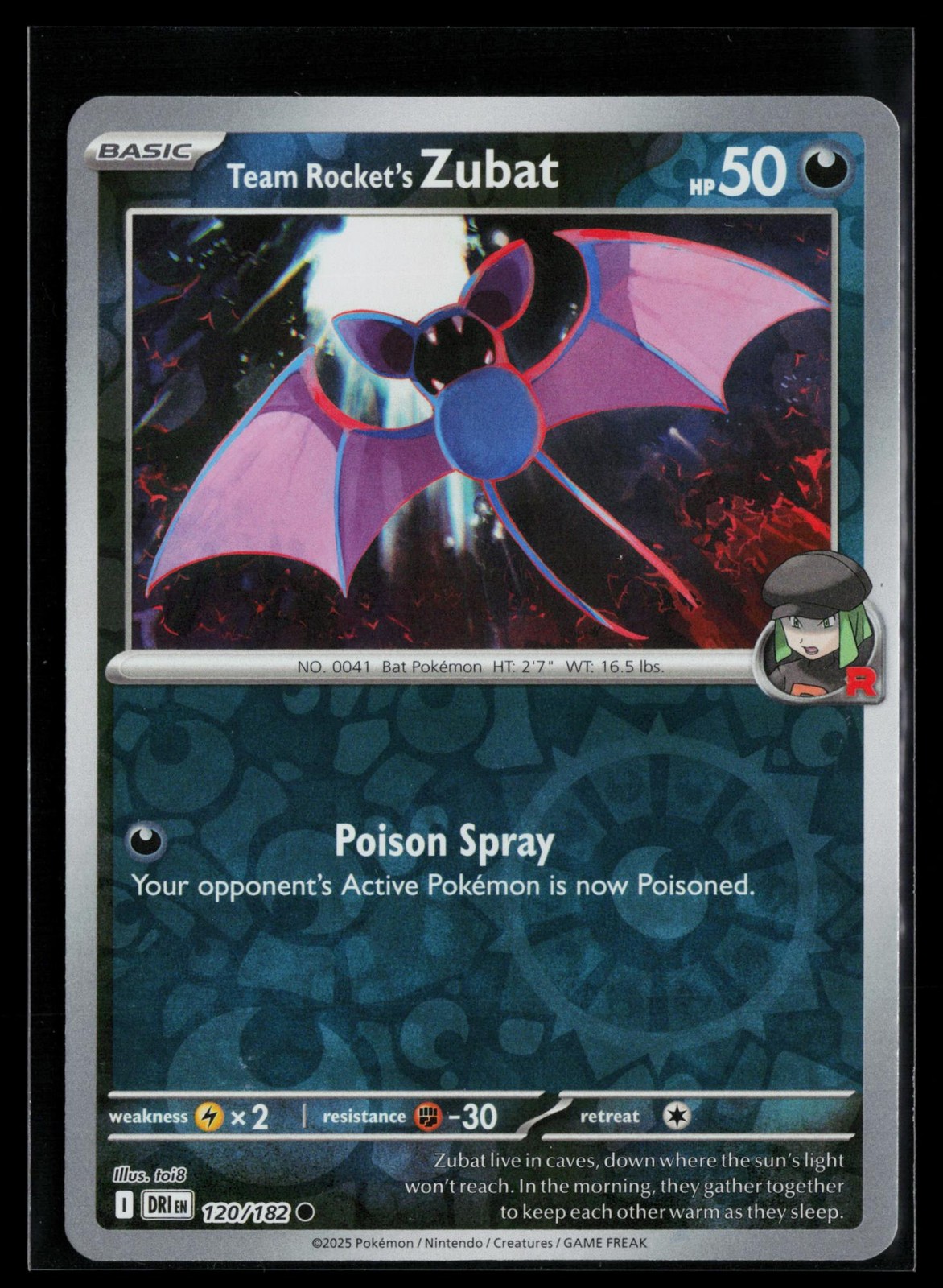 Team Rocket's Zubat 120/182 Reverse Holo Destined Rivals Pokemon Near Mint