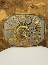 Statue of Liberty Belt Buckle 100 Year Centennial 1886-1986 Liberty Torch VTG
