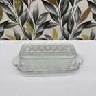 Vintage Wexford Anchor Hocking Glass Covered Butter Dish Diamond Point Pattern