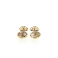 VINTAGE GENTS DESIGNER BVLGARI RUTILATED QUARTZ CUFFLINKS 18K YELLOW GOLD