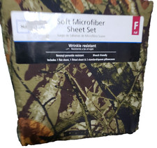 Mainstays Soft Microfiber Sheet Set Full 4 Pieces Green Camo- NEW