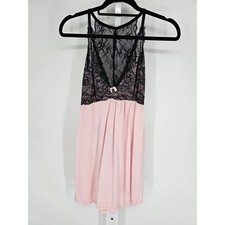 Jessica Simpson Womens Sz M Knee Length Nightgown Nightie Pink Black Lace
