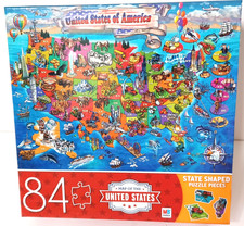 MB 84 pc Map of The United States State Shaped Puzzle 18" X 24"