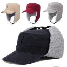 Winter Warm Thermal Hat Ear Flap Hat Flat Top Cap Hunting Hat for Cold Weather
