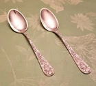 Kirk Stieff Repousse Rose Solid Sterling Silver 5.75" 5-3/4 2 Spoons Mono 50 Gr