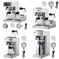 12-Cup Commercial Drip Coffee Maker w/ Thermal/Glass Carafe (and Warmer) Office