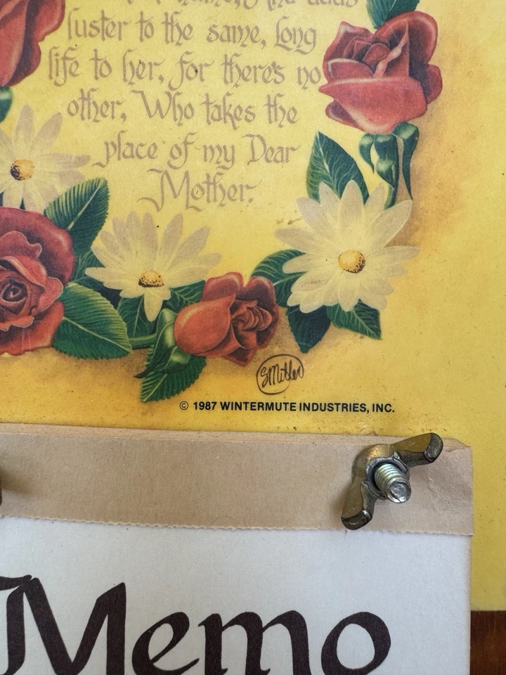Vintage 1987 Mother Poem Memo Board By Wintermute Industries - Image 2 of 4