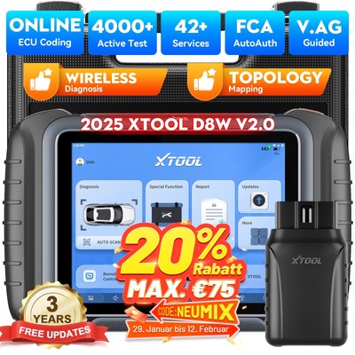 XTOOL D8W 2.0 Auslesegerät KFZ OBD2 Diagnosegerät ALLE System ECU Coding Deutsch