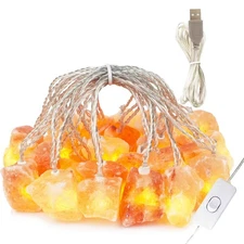 Himalayan Salt String Lights with Switch, 20 Natural Salt Block LED Light wit...