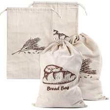 Augshy Linen Bread Bags for Homemade Container, 4 Pcs One Size, Green 