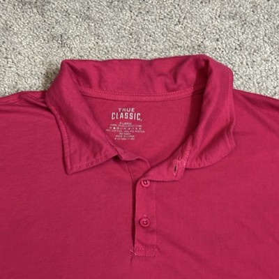 True Classic Men's Short Sleeve Collar Neck Cotton Poly Polo Shirt - Pink Sz XL