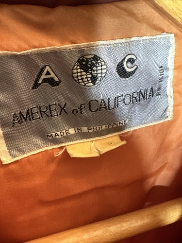 Cool! Vintage Amerex Puffy Jacket Tan Orange 70-80’s Made In Philippines - Picture 5 of 6