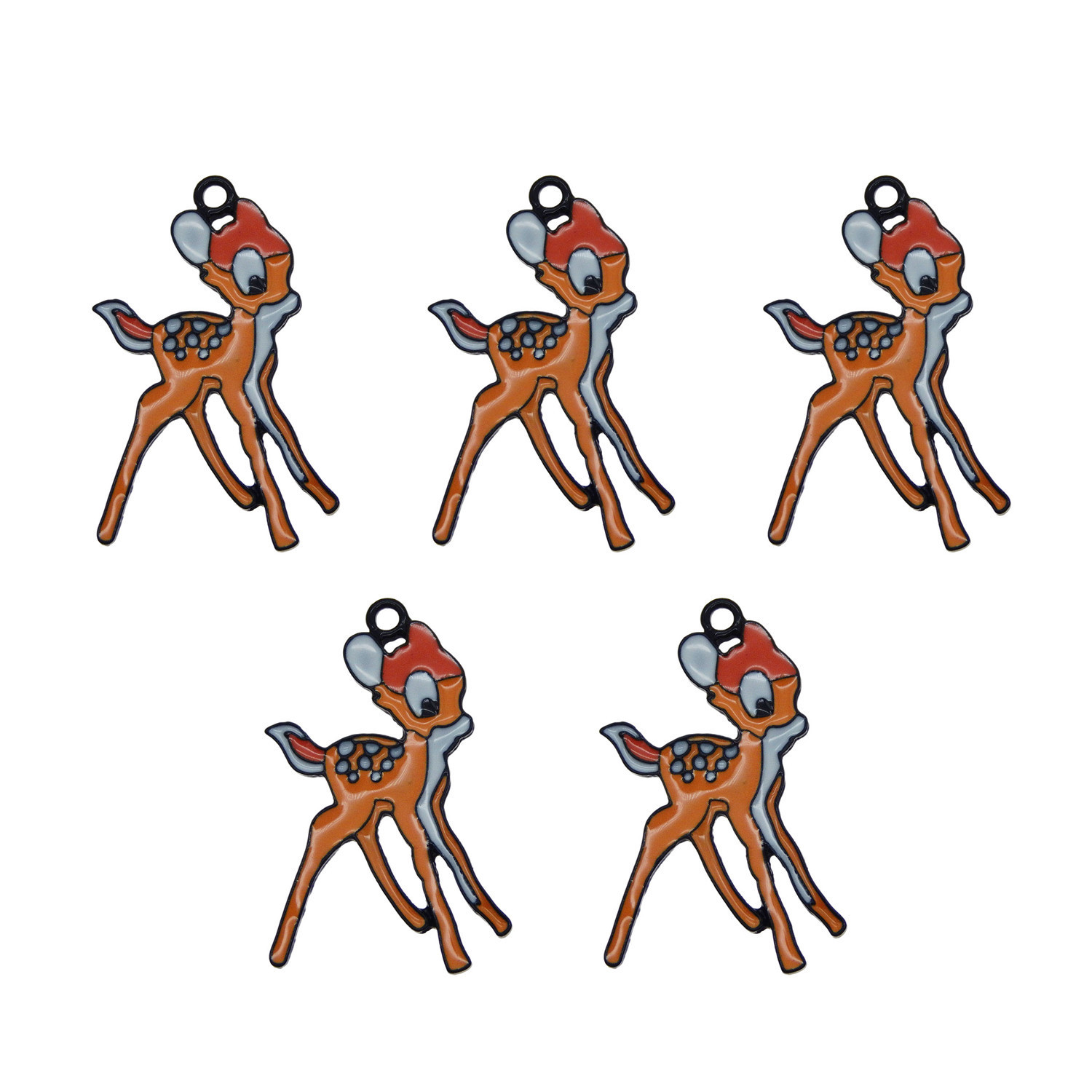 12 Stück Mehrfarbe Emaille Legierung Hirschtiere Charm Anhänger Schmuck Handwerk