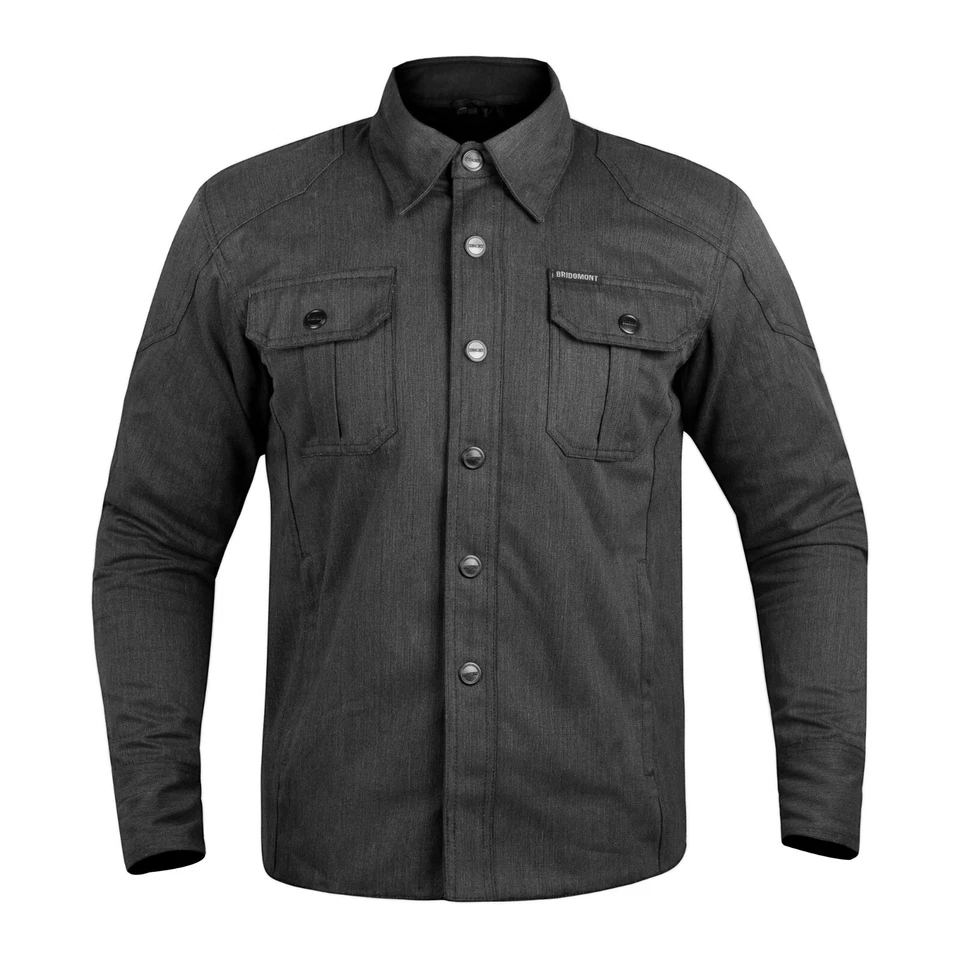 Camisa de motociclista de grafito para hombre hecha con armadura CE de Kevlar Foto 2 de 4