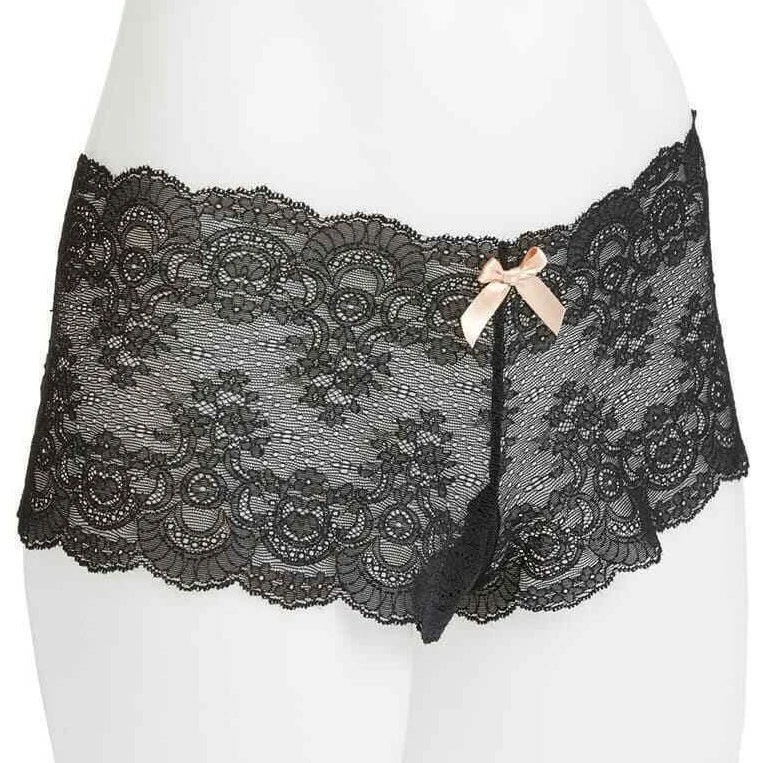 Calzoncillo Hanky Panky Luxe de encaje sin entrepierna negro para mujer talla L L65538 Foto 2 de 4