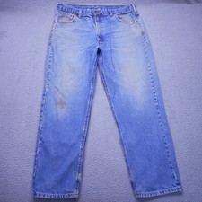 Carhartt Jeans Mens 38x30 Blue Relaxed Fit Denim B17 DST Distressed Workwear