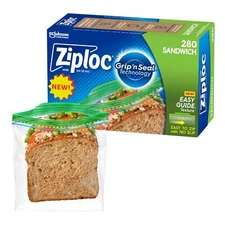 Ziploc Sandwich and Snack Bags  with Grip 'n Seal Technology, 280 Bags Total