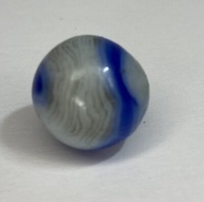 Rare ANTIQUE BLUE STRIPED Swirl MARBLE Pontil