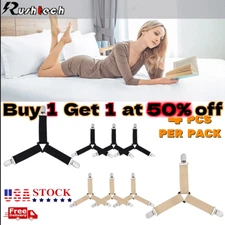 4Bed Sheet Fasteners Adjustable Elastic Suspenders Straps Mattress Covers Clips