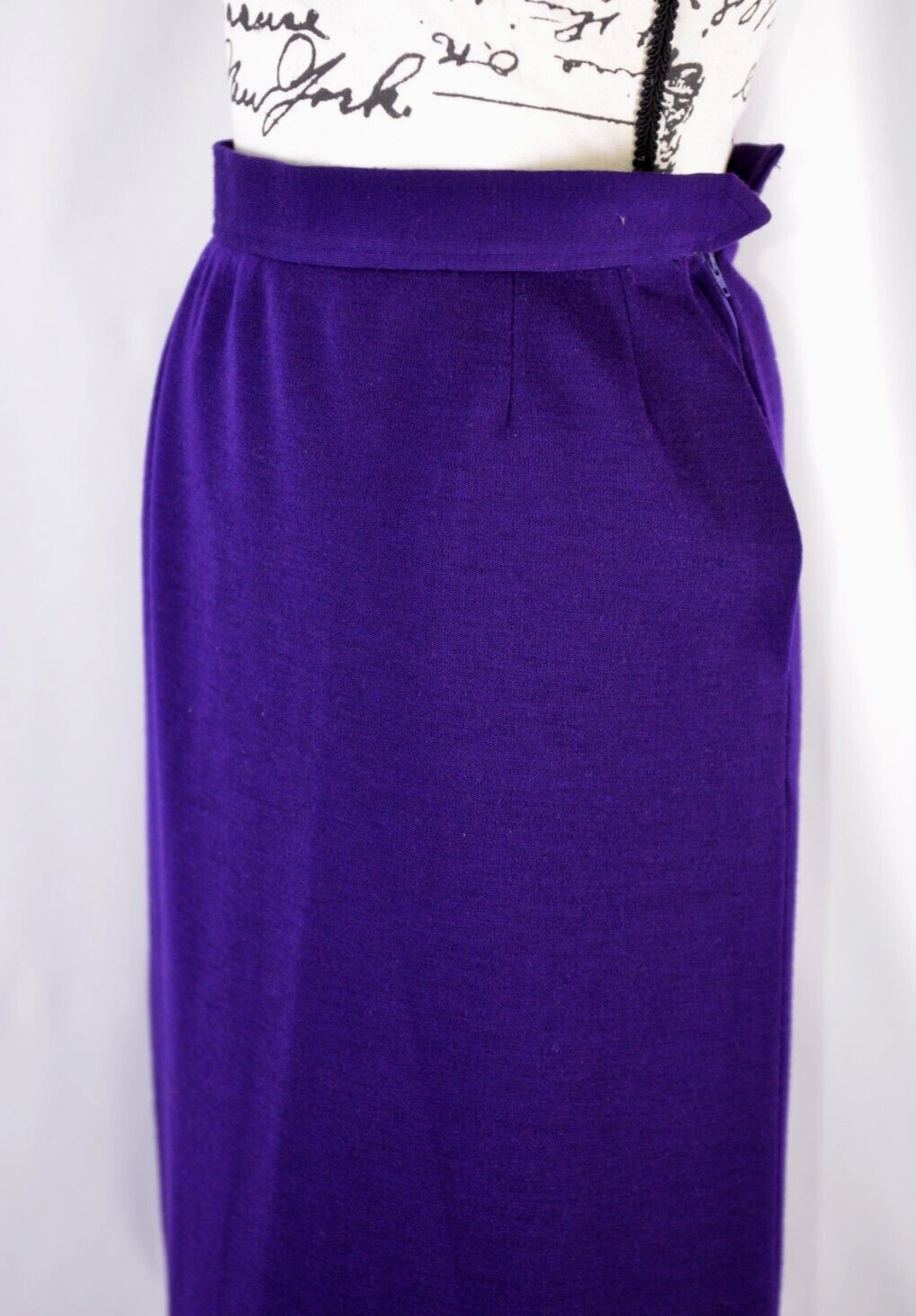 Gonna donna viola Yves Saint Laurent taglia 36 zip laterale lana Rive Gouche 4 US