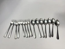 RARE MINI Present MOUNT VERNON Stainless Dinner Forks & Spoons Baby Lot 15 4.5"