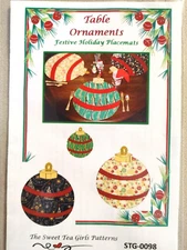 Sweet Tea Girls Pattern STG-0107 Festive Holiday Ornament Placemats Reversible