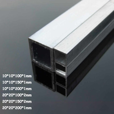 100/150/200mm Aluminium Square Hollow Bar Rod Tube Box Section Metal Model DIY