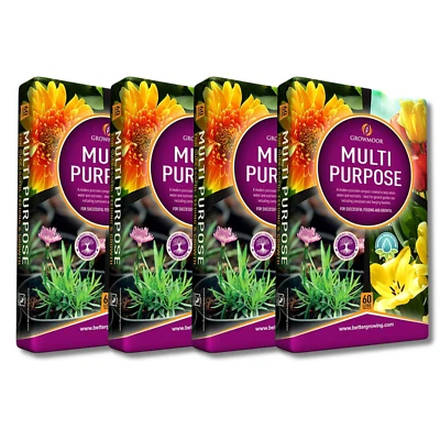 4 X 60 Litre Growmoor Multi-Purpose Compost Bag Plants Flowers Garden seeds