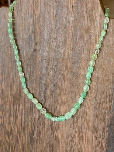 Green Mint Tsavorite Garnet Strand Necklace 15" Sterling Silver 4-8mm beads - Picture 6 of 9