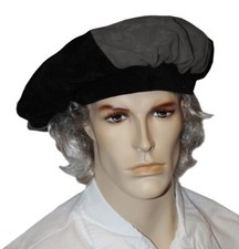 Barett Zweifarbig Schwarz/Grau Larp Kappe Kopfbedeckung Theater Mittelalter 